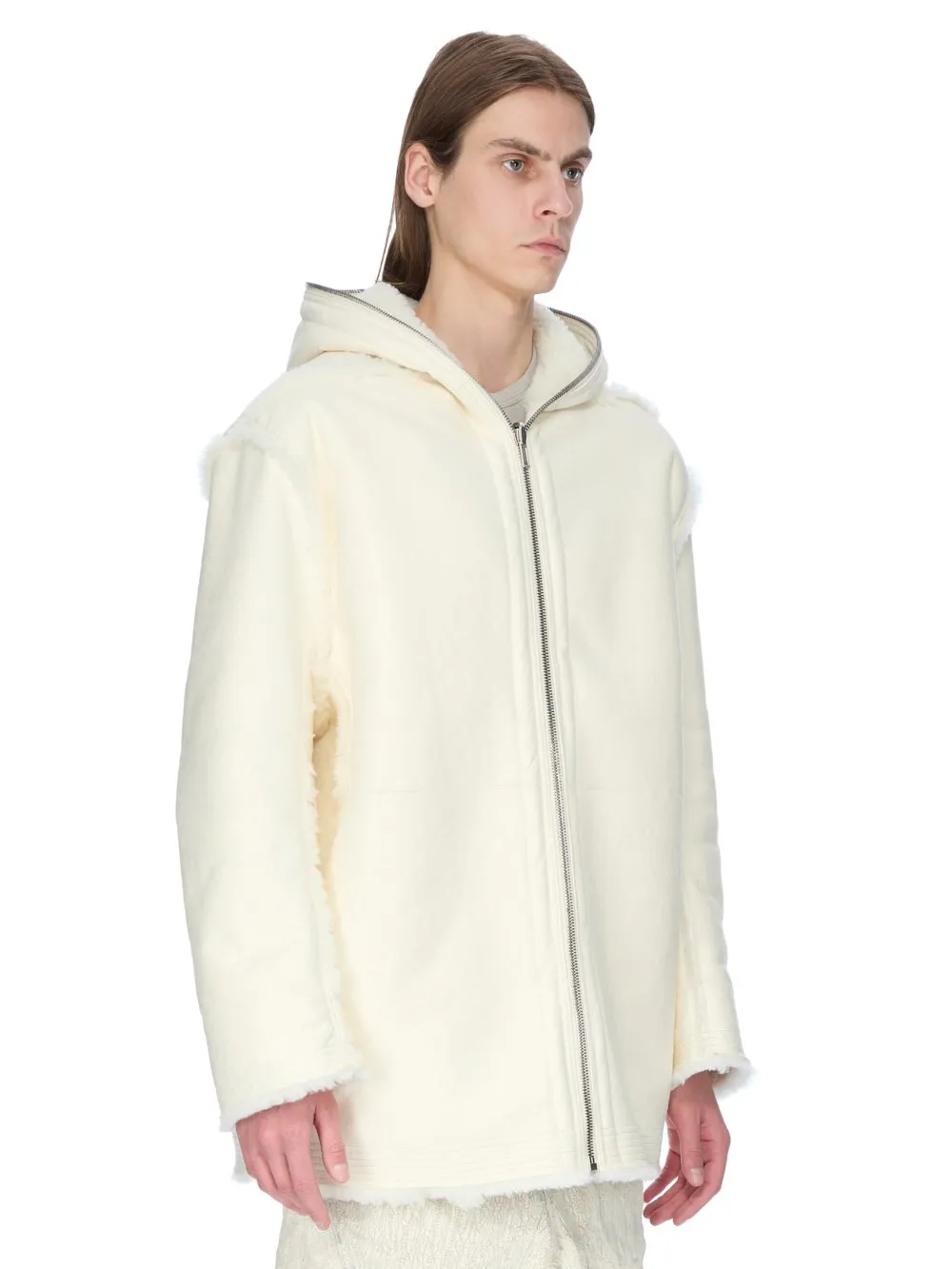 Rick Owens Concordians Gimp Mac Cropped In Albino Shearling