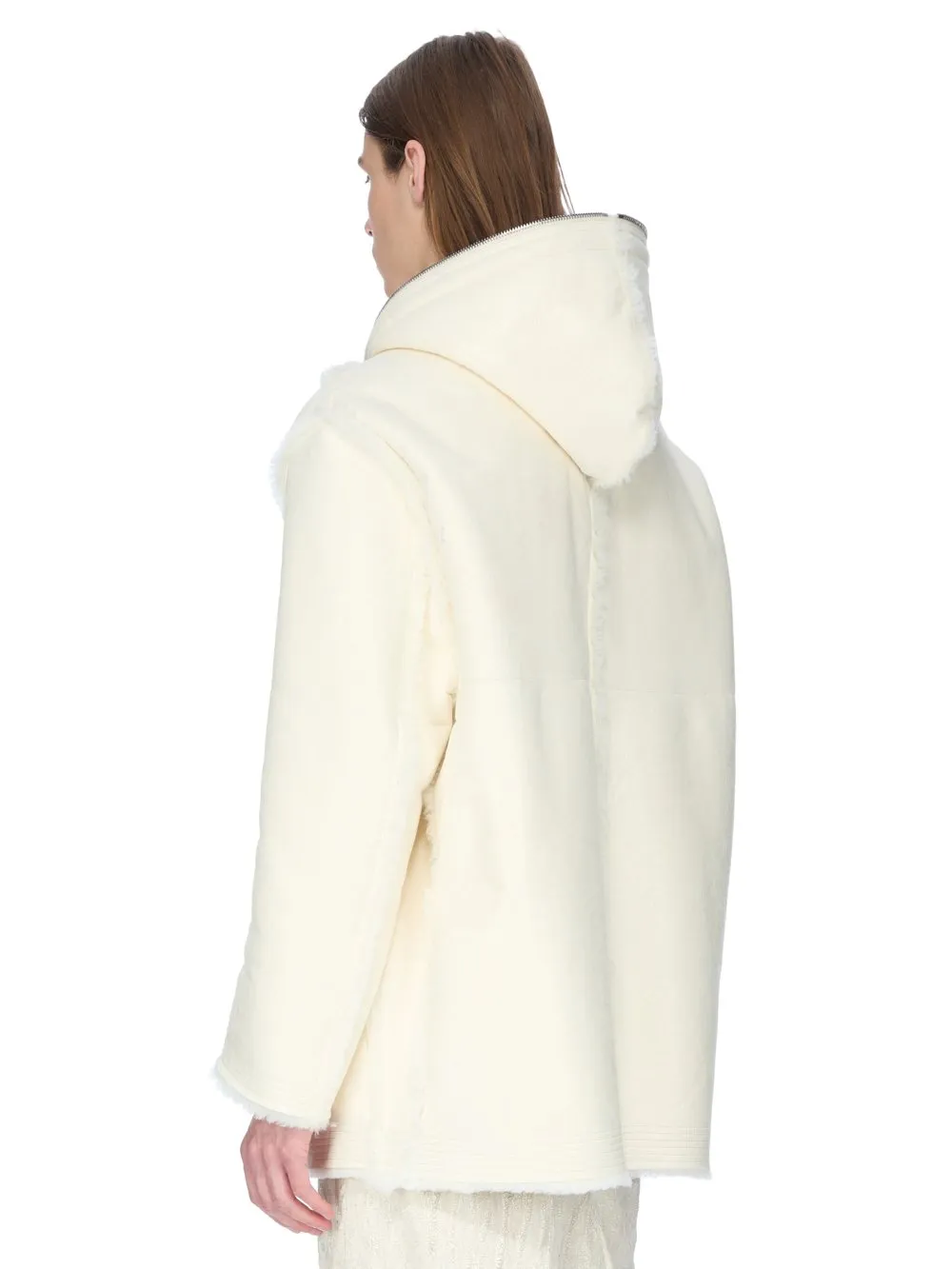 Rick Owens Concordians Gimp Mac Cropped In Albino Shearling