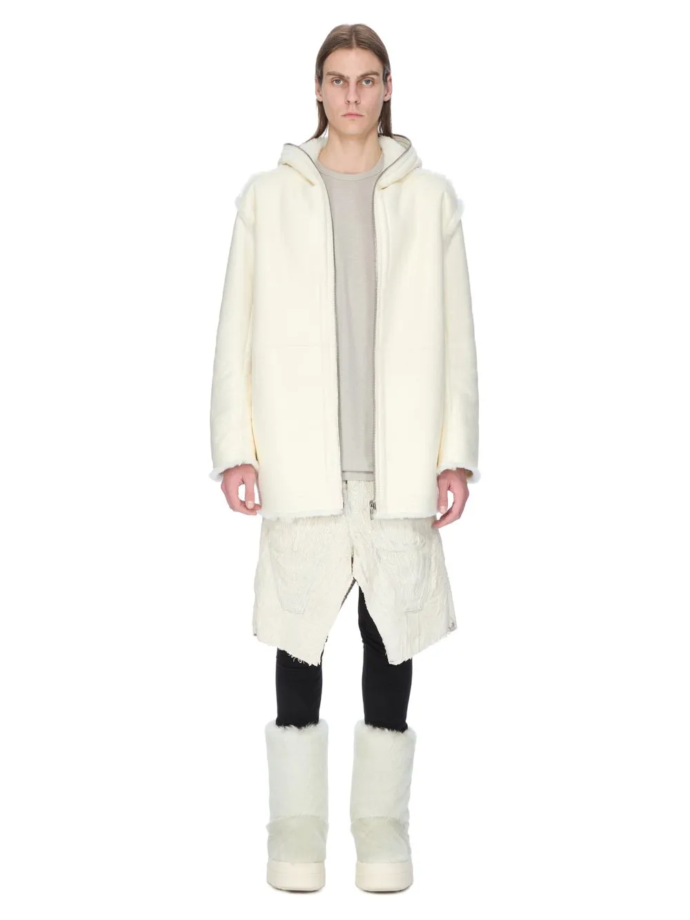 Rick Owens Concordians Gimp Mac Cropped In Albino Shearling
