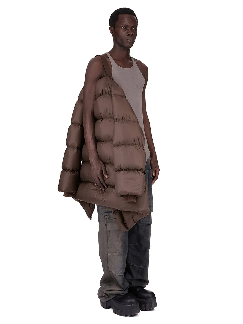 Rick Owens Concordians Turtle Coat In Drkdust Light Nylon.