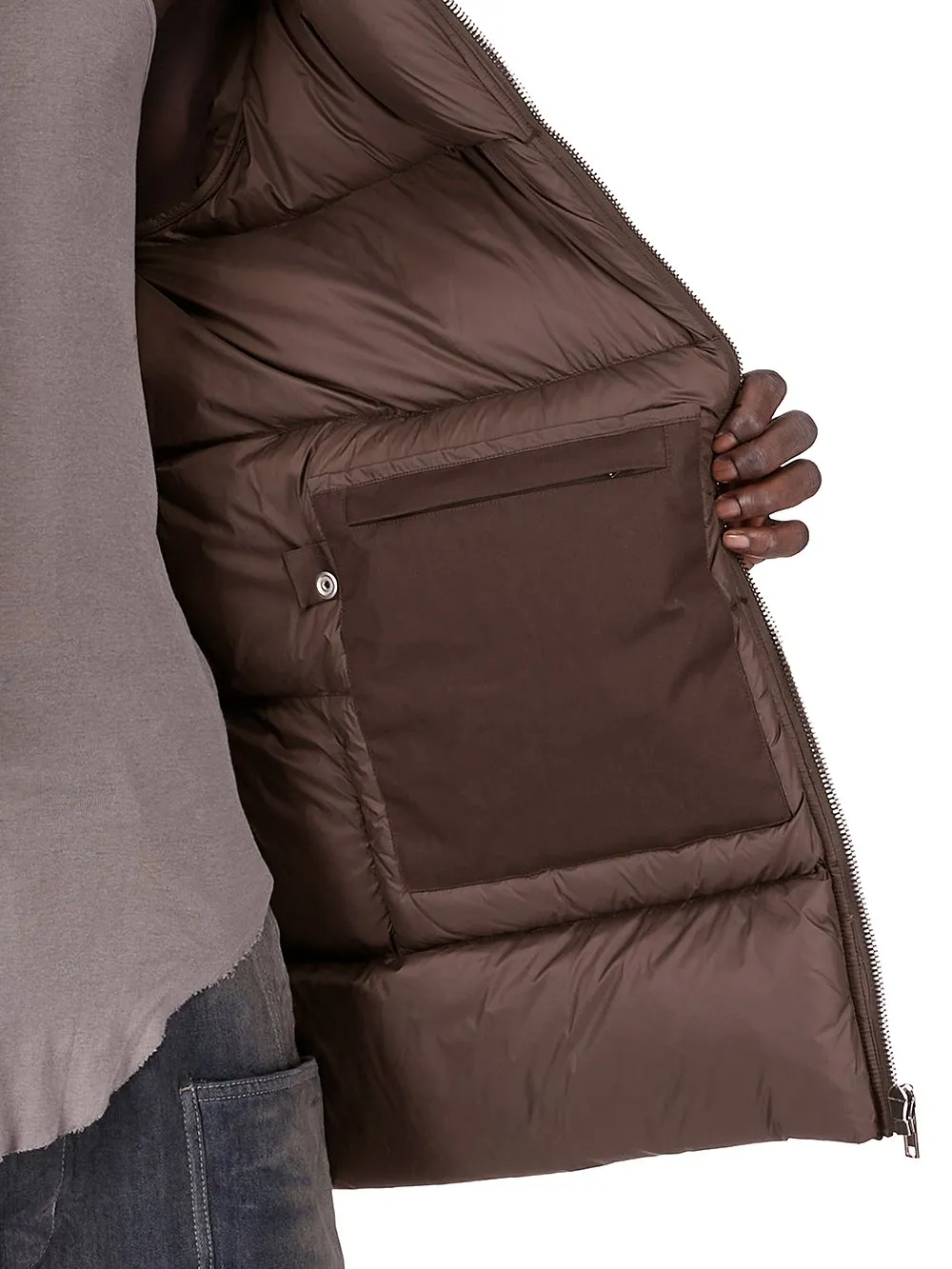 Rick Owens Concordians Turtle Coat In Drkdust Light Nylon.