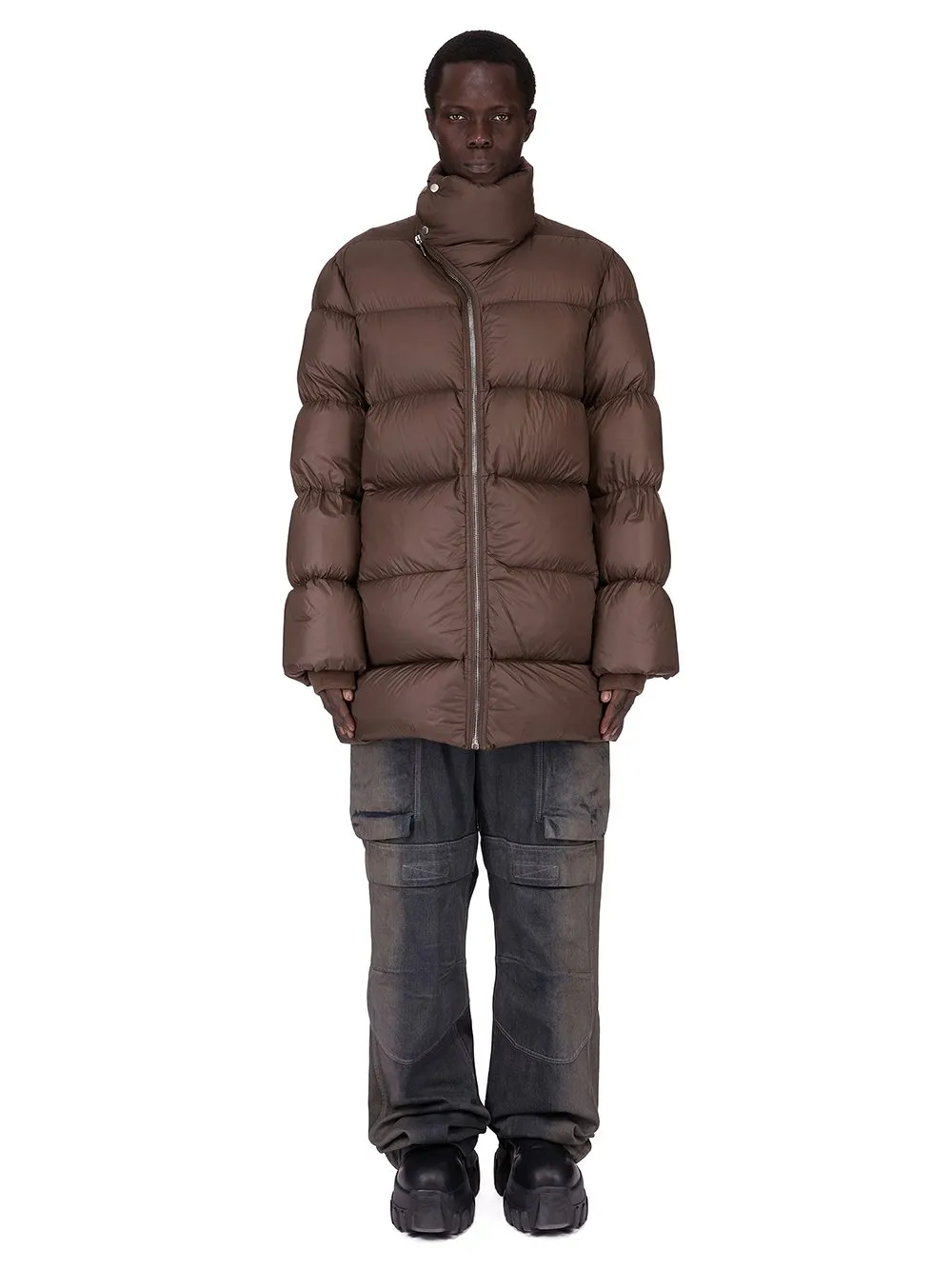 Rick Owens Concordians Turtle Coat In Drkdust Light Nylon.