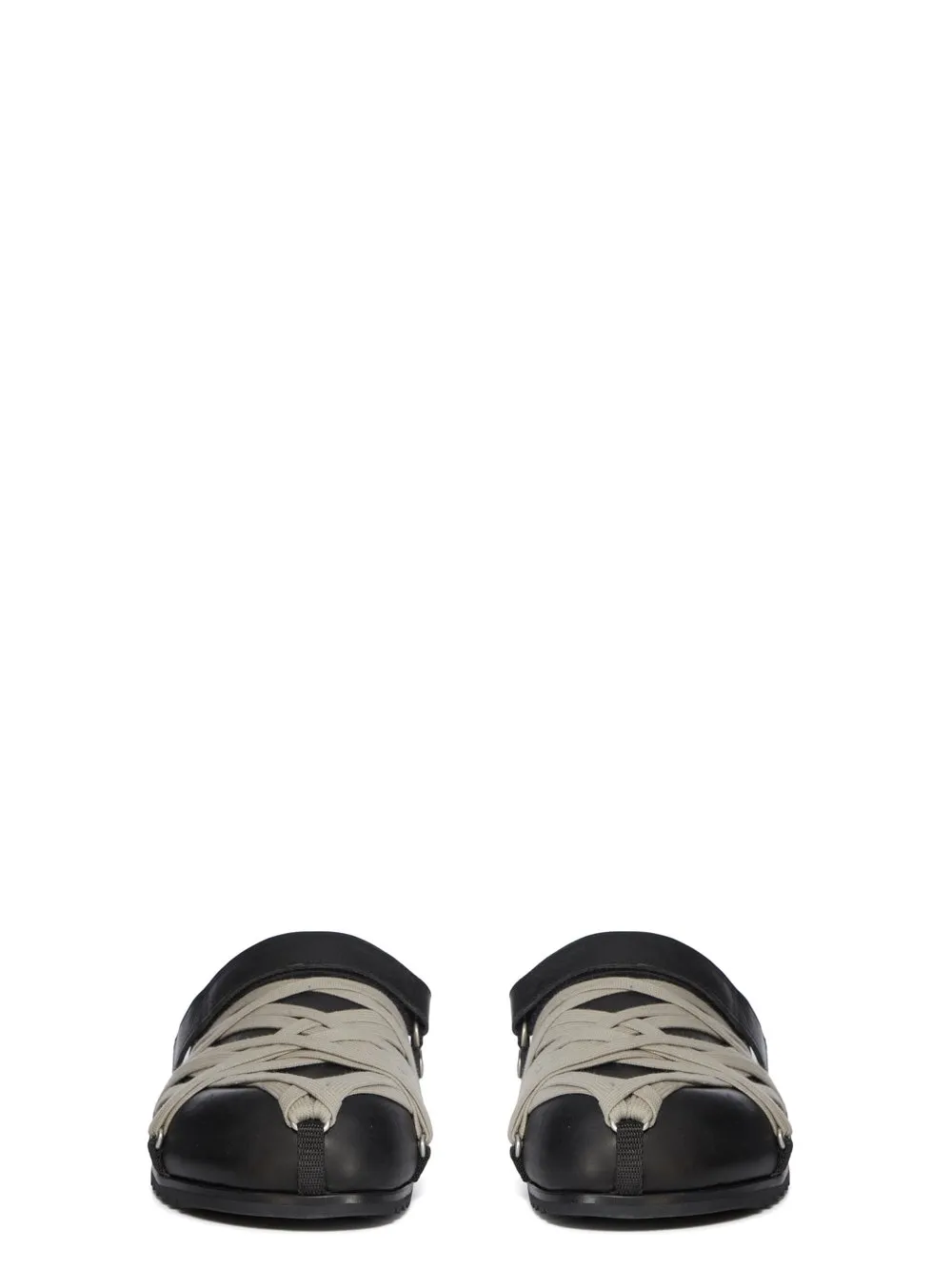 Rick Owens Concordians Megalace® Mule Granola In Black Washed Calf Leather