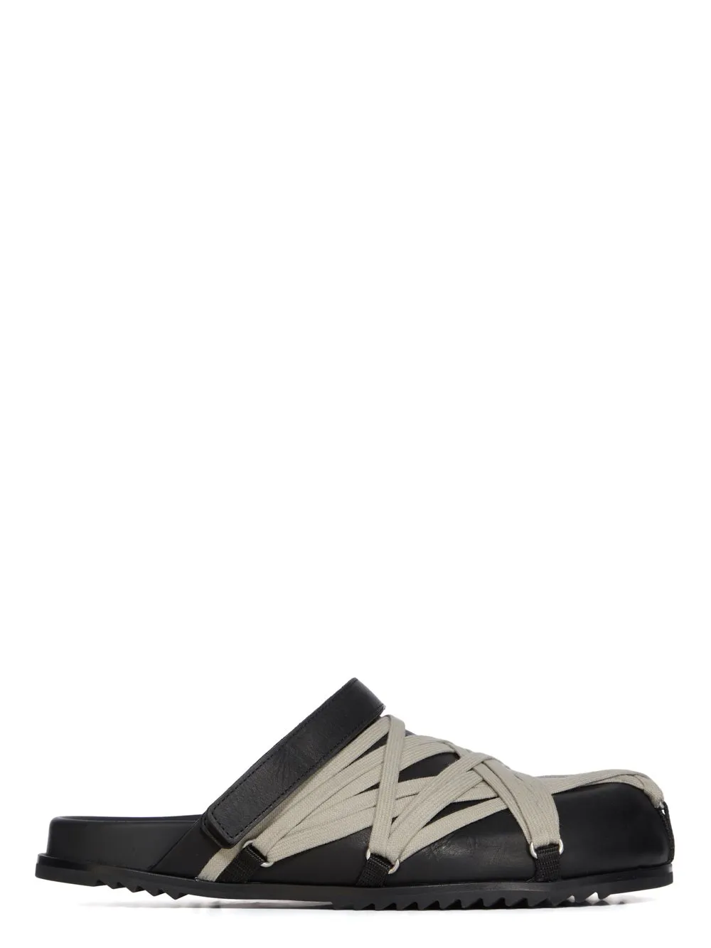 Rick Owens Concordians Megalace® Mule Granola In Black Washed Calf Leather