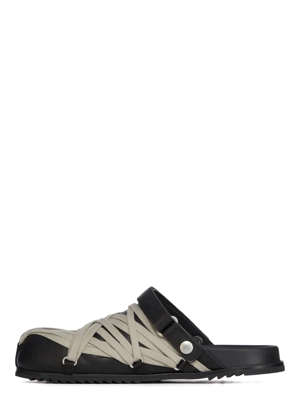 Rick Owens Concordians Megalace® Mule Granola In Black Washed Calf Leather