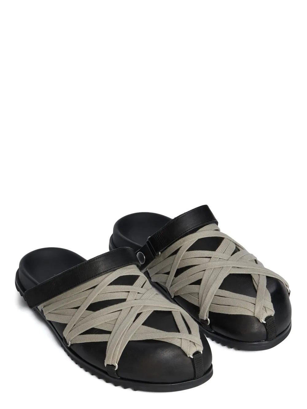Rick Owens Concordians Megalace® Mule Granola In Black Washed Calf Leather