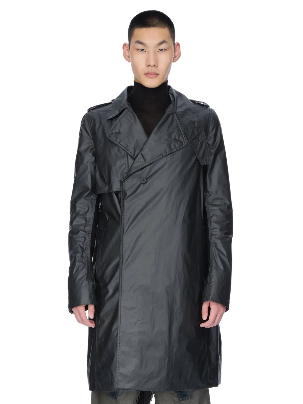 Rick Owens Concordians Mastotrench In Black Coated Poplin