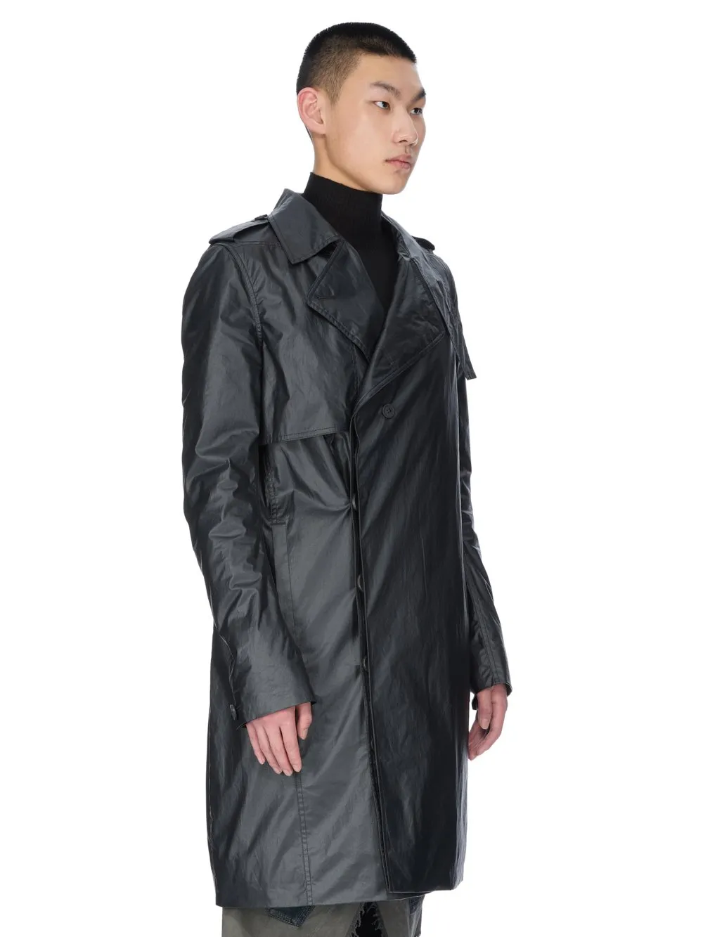 Rick Owens Concordians Mastotrench In Black Coated Poplin