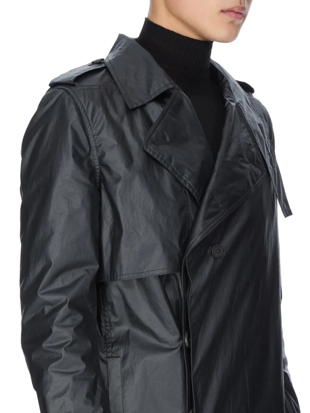 Rick Owens Concordians Mastotrench In Black Coated Poplin
