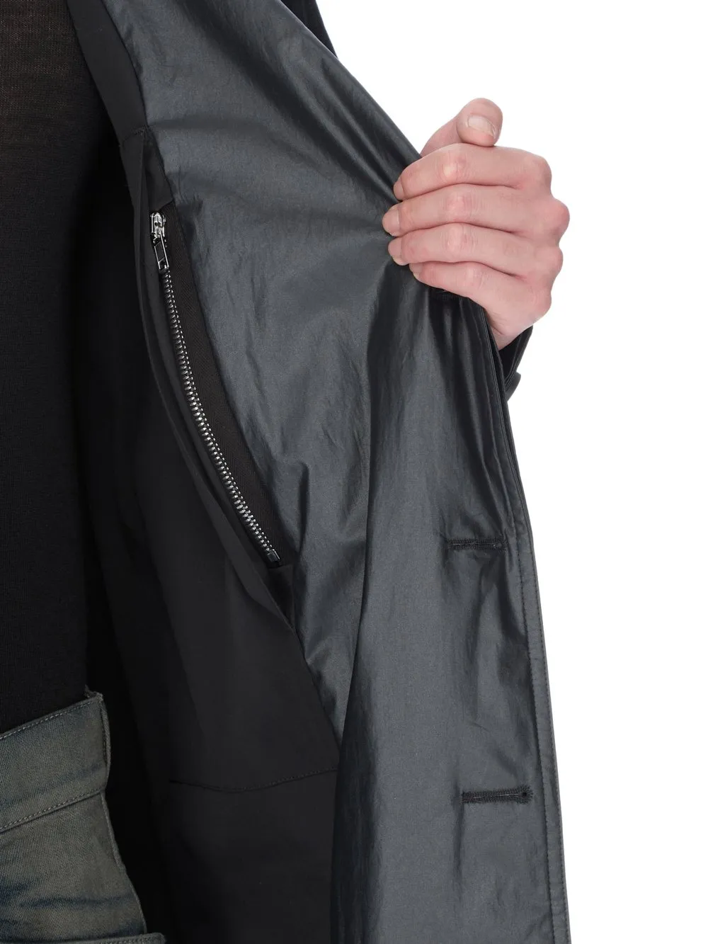 Rick Owens Concordians Mastotrench In Black Coated Poplin
