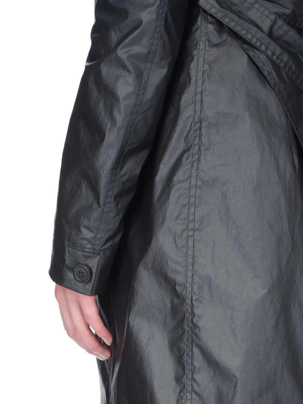 Rick Owens Concordians Mastotrench In Black Coated Poplin