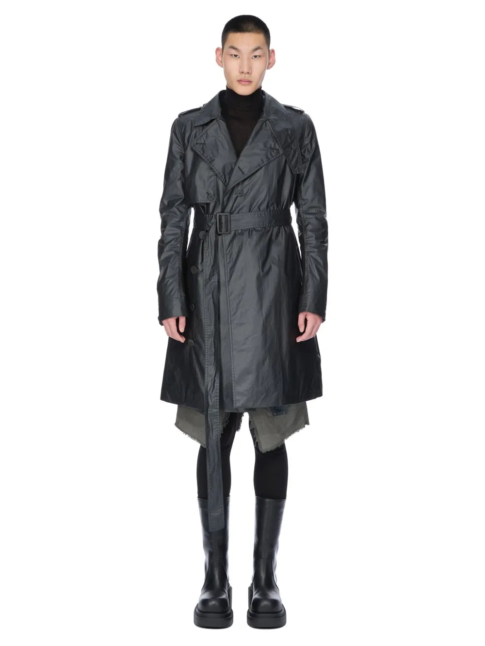 Rick Owens Concordians Mastotrench In Black Coated Poplin