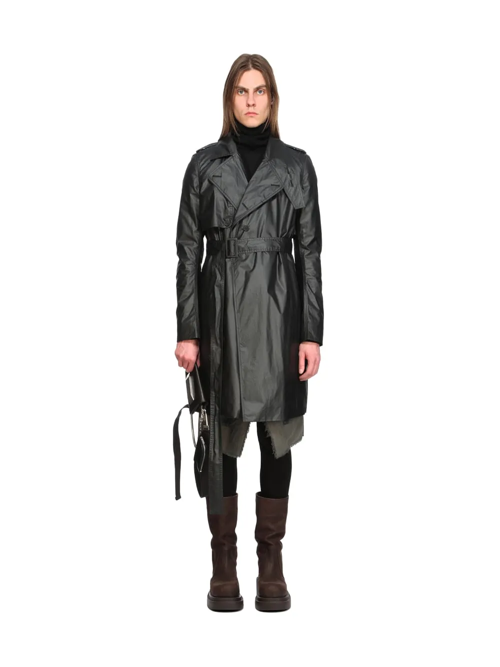 Rick Owens Concordians Mastotrench In Black Coated Poplin