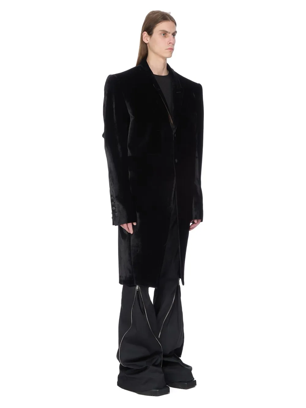 Rick Owens Concordians Fogpocket Ricks Coat In Black Velvet