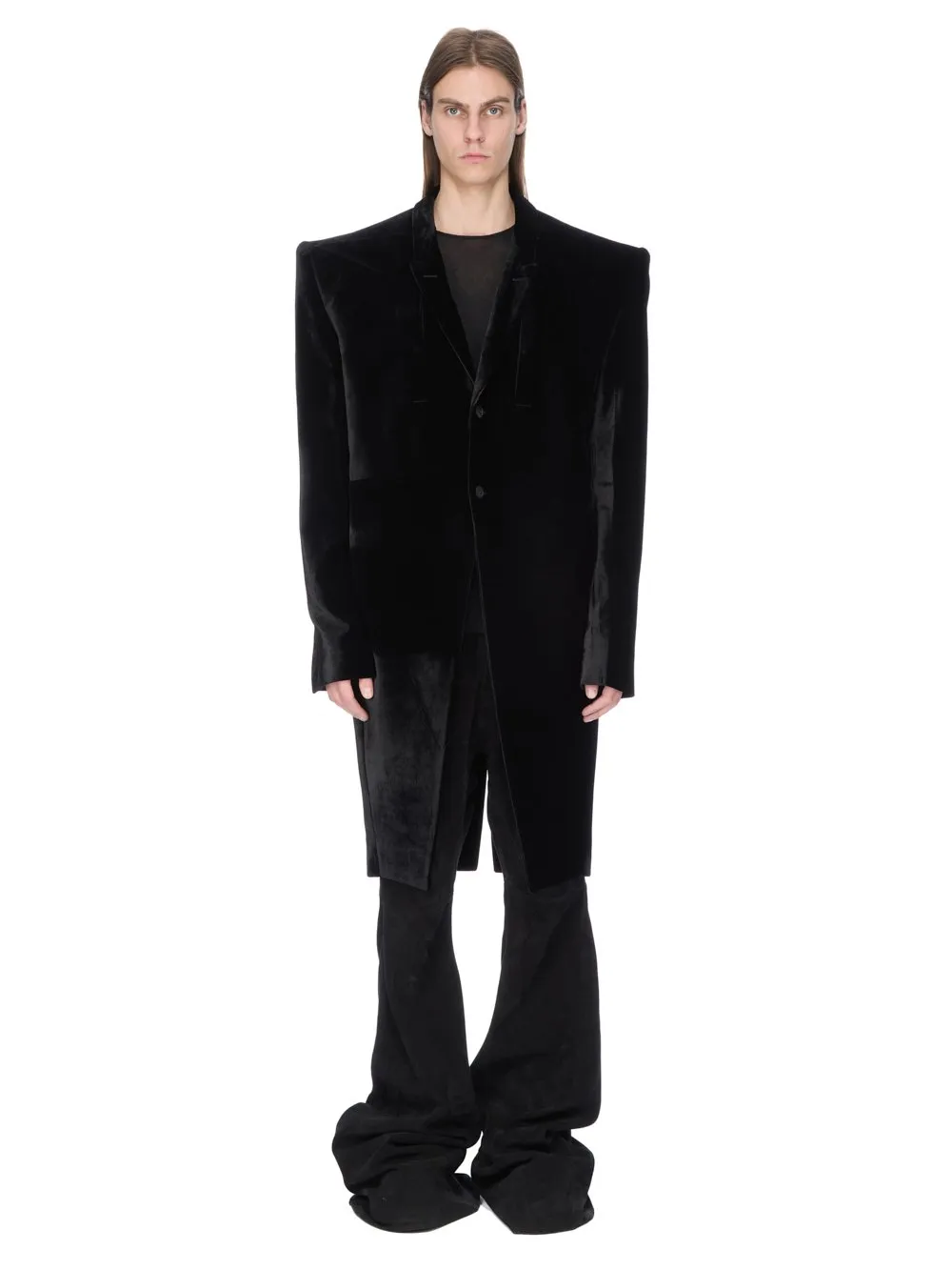 Rick Owens Concordians Fogpocket Ricks Coat In Black Velvet
