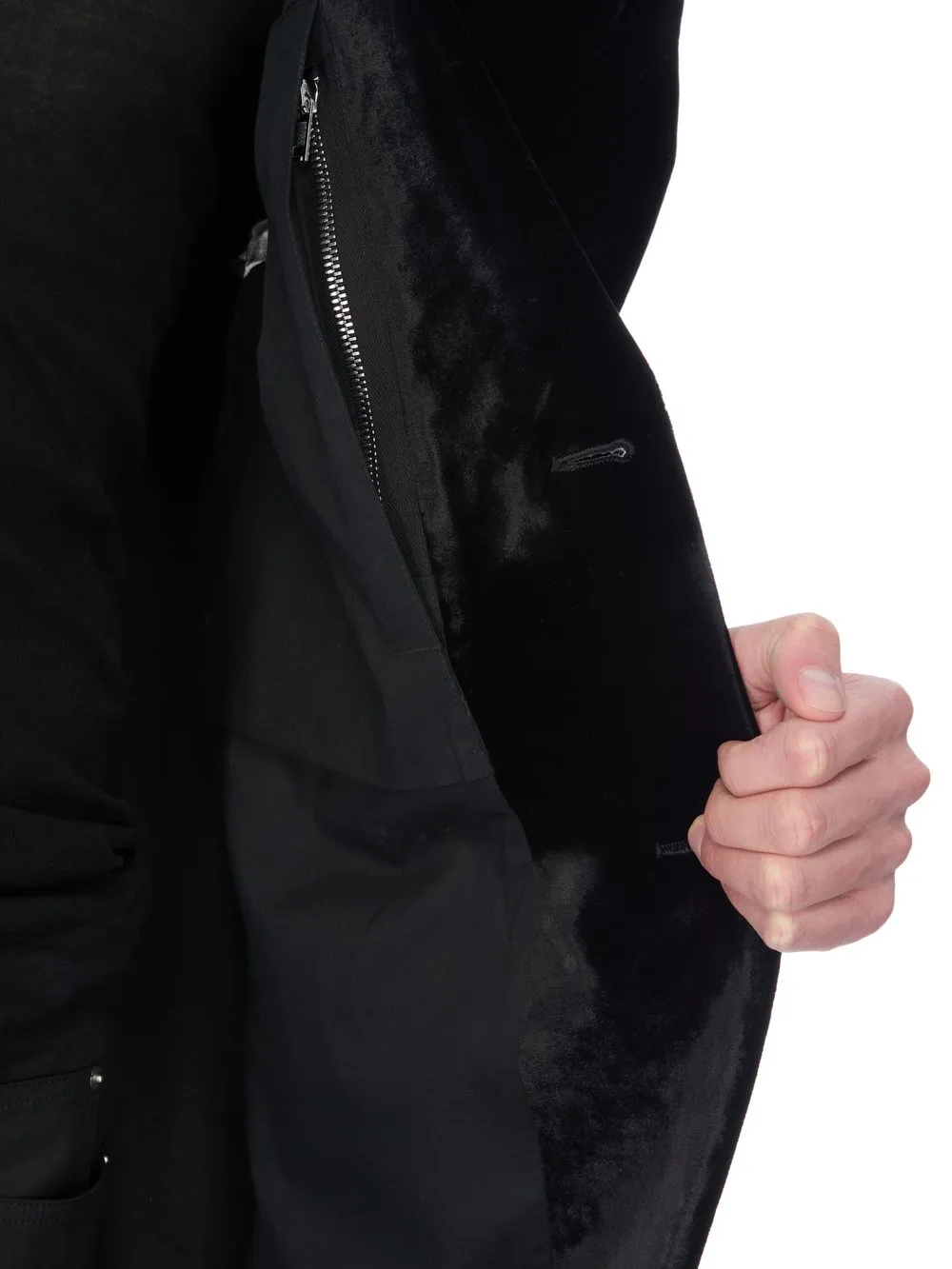 Rick Owens Concordians Fogpocket Ricks Coat In Black Velvet