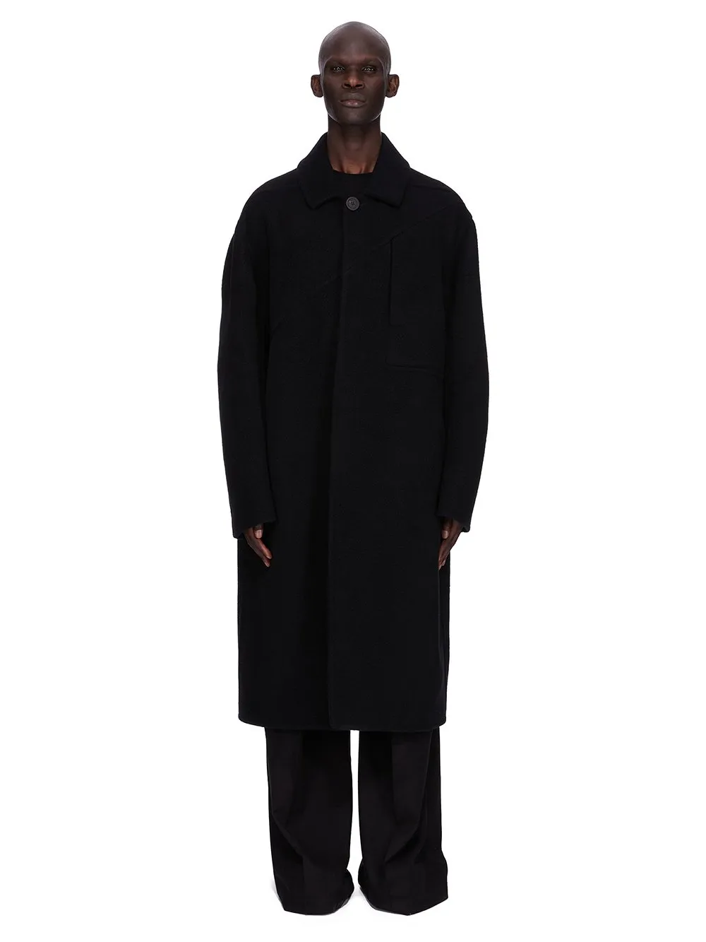 Rick Owens Concordians Jumbo Mac In Black Double Cashmere