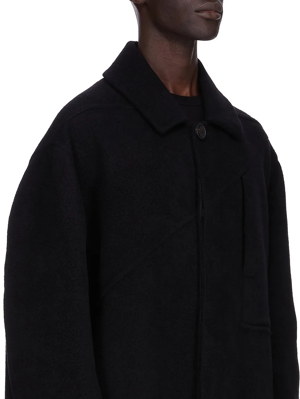 Rick Owens Concordians Jumbo Mac In Black Double Cashmere