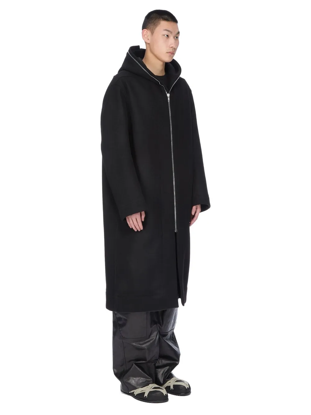 Rick Owens Concordians Gimp Mac Coat In Black Melton
