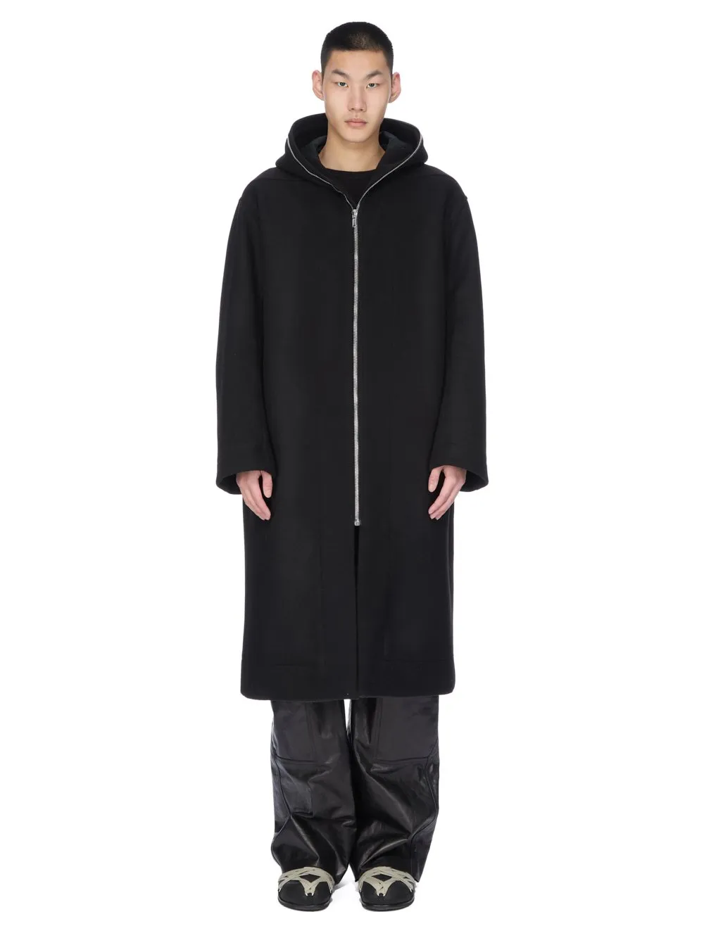Rick Owens Concordians Gimp Mac Coat In Black Melton