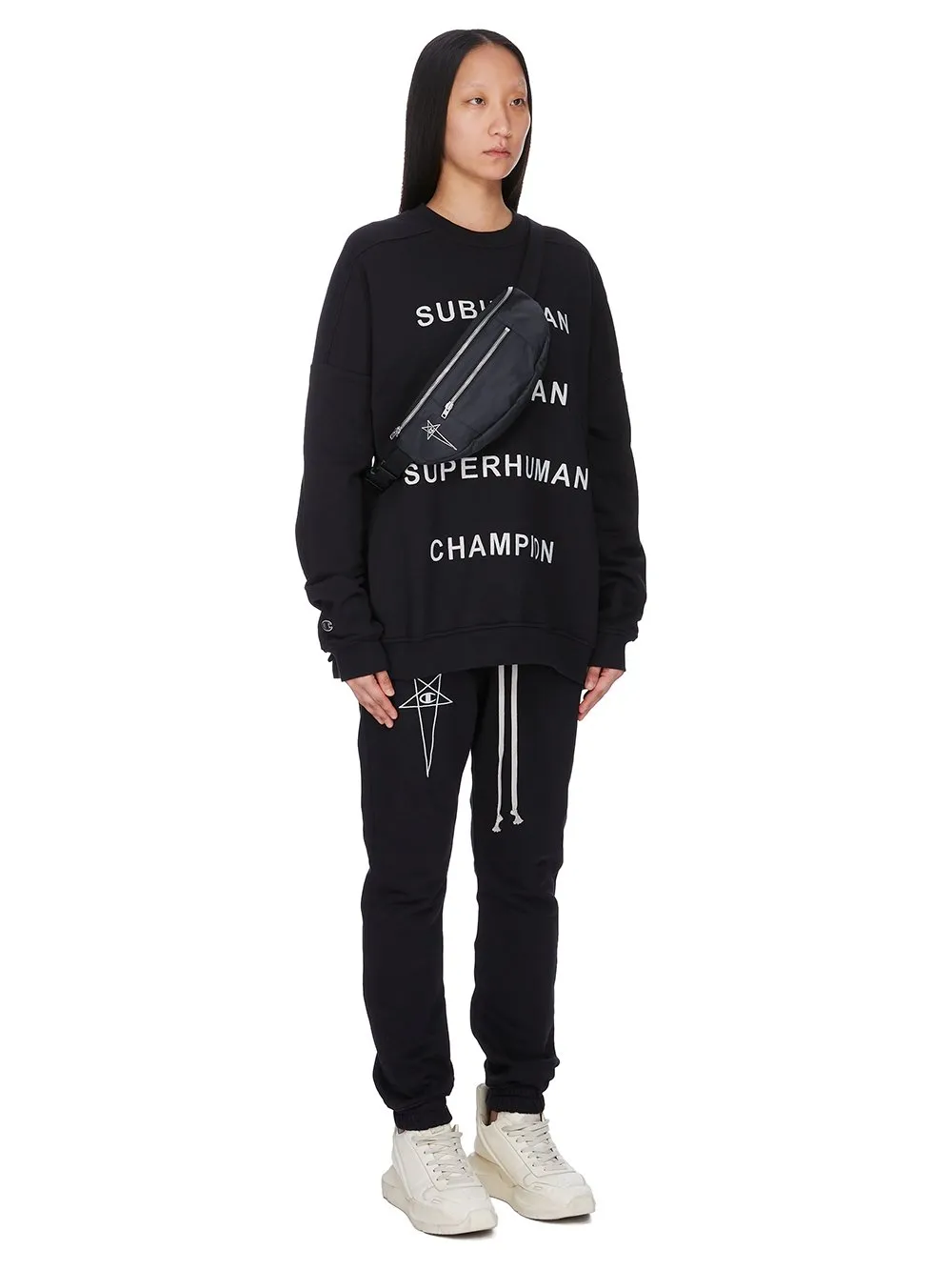 Champion X Rick Owens Bumbag In Black Light Nylon