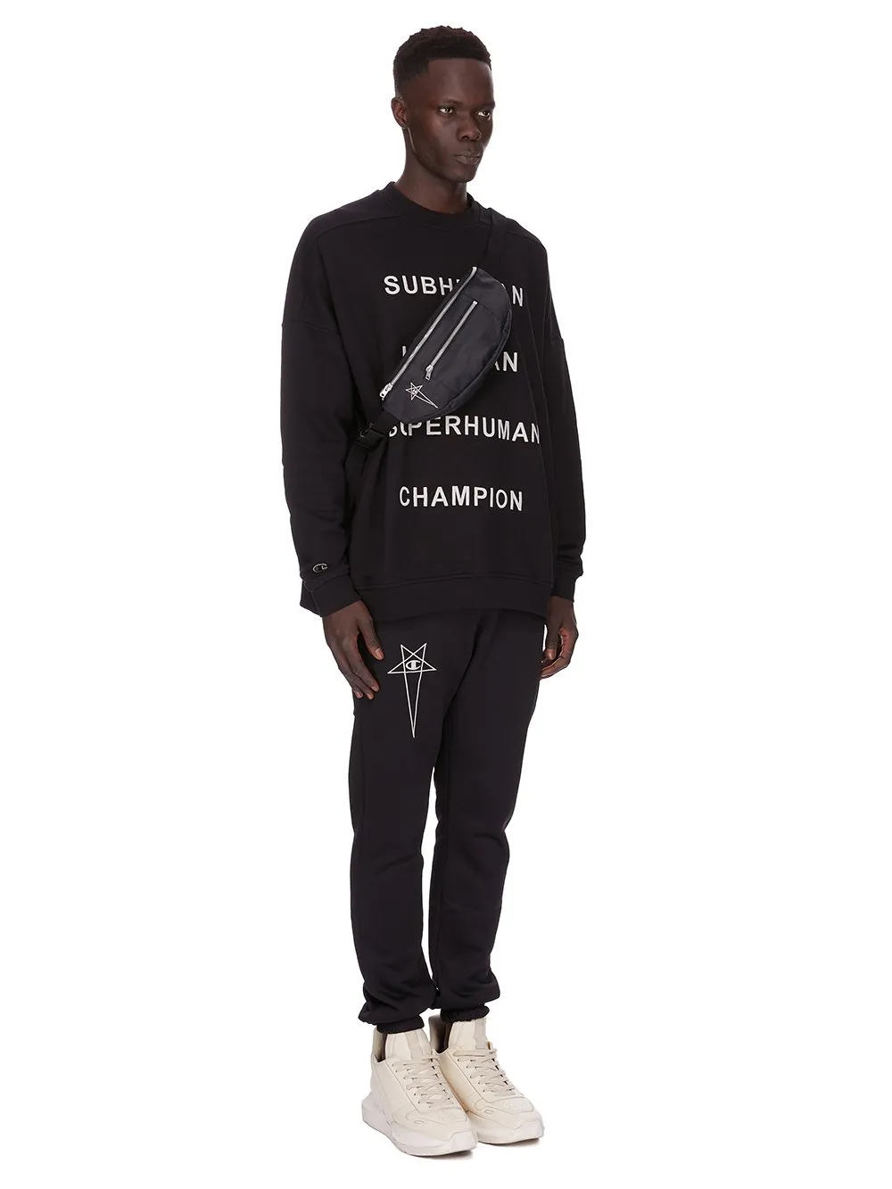 Champion X Rick Owens Bumbag In Black Light Nylon