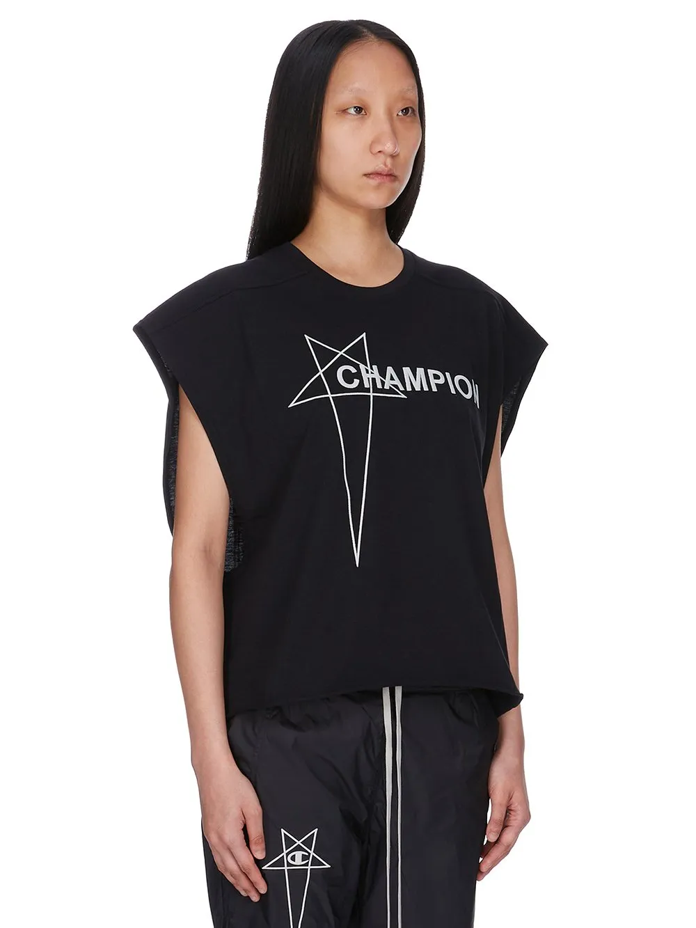 Champion X Rick Owens Micro Tatlin T In Black Cotton Jersey