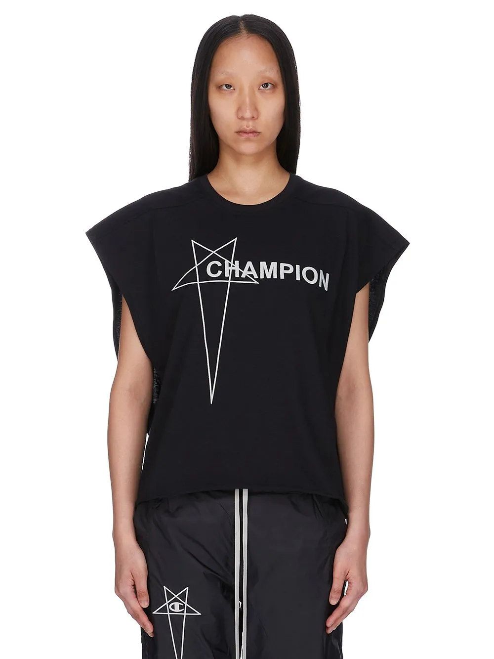 Champion X Rick Owens Micro Tatlin T In Black Cotton Jersey