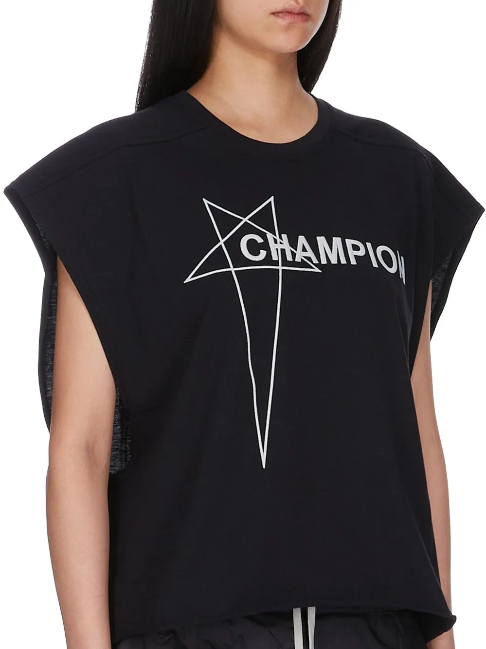Champion X Rick Owens Micro Tatlin T In Black Cotton Jersey