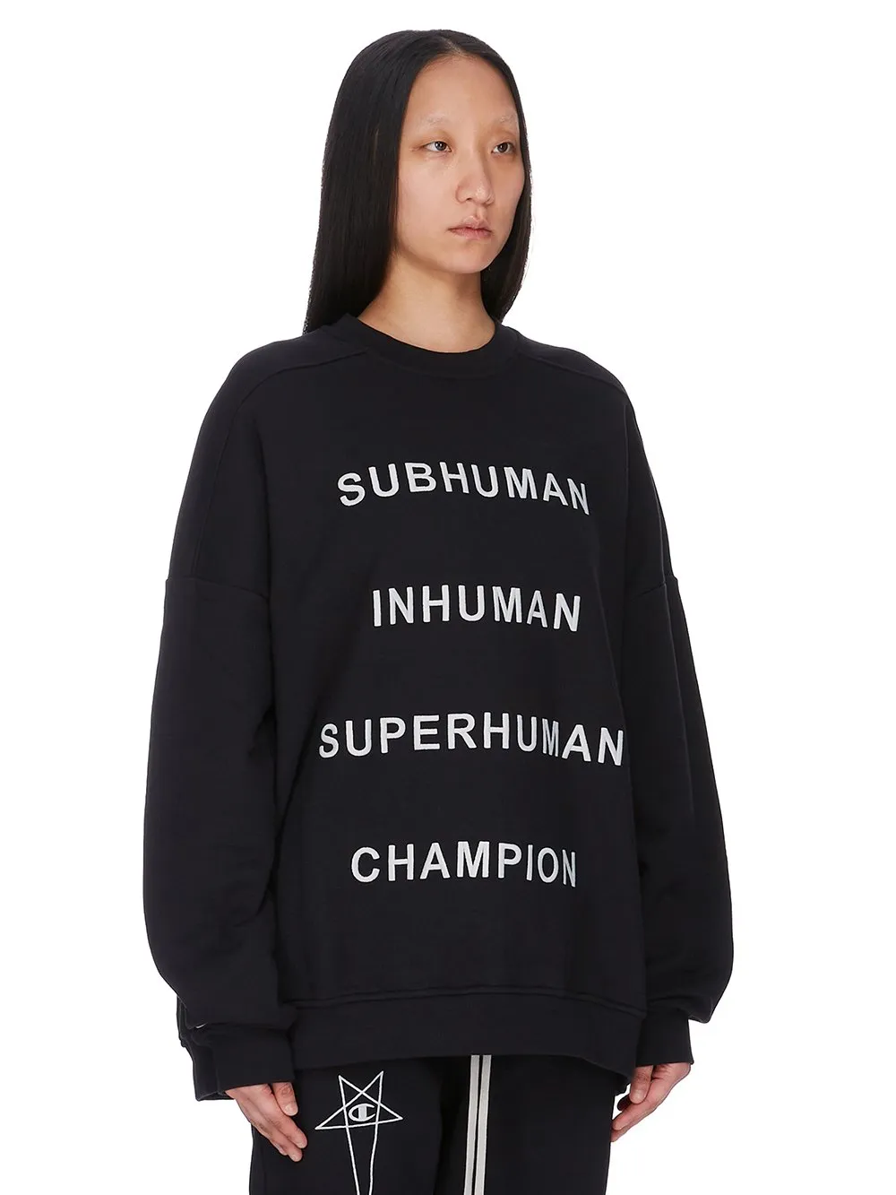 Champion X Rick Owens Jumbo Sweat In Black Compact Felpa Jersey