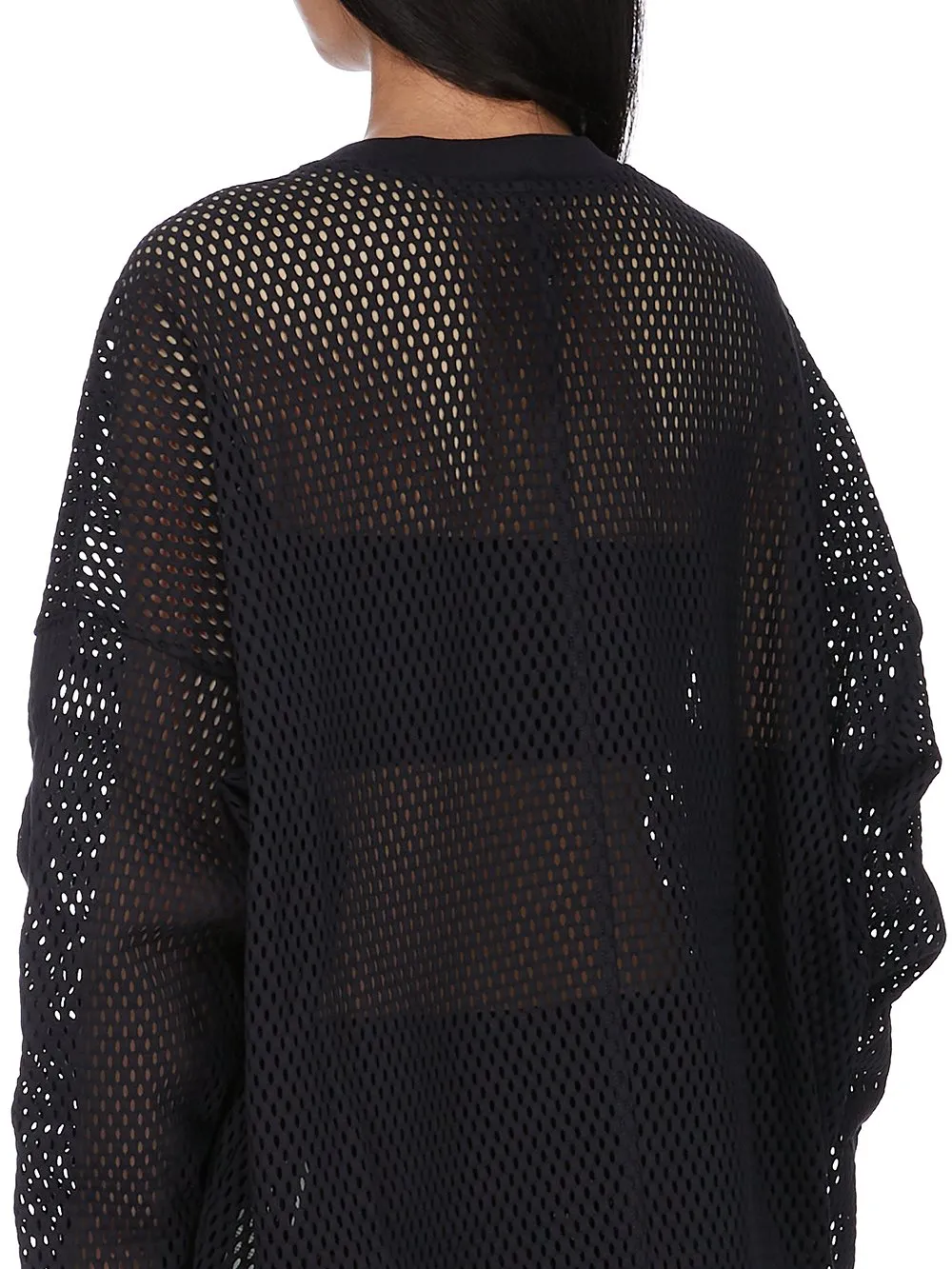 Champion X Rick Owens Jumbo Sweat In Black Open Mesh Jersey