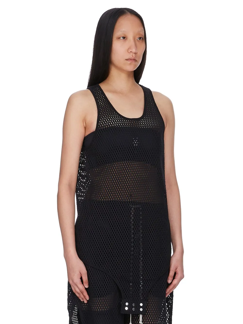 Champion X Rick Owens Basketball Tank In Black Open Mesh Jersey