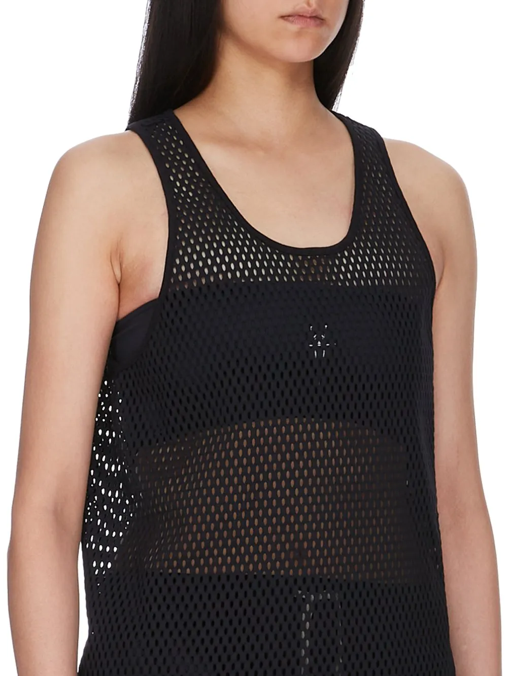 Champion X Rick Owens Basketball Tank In Black Open Mesh Jersey