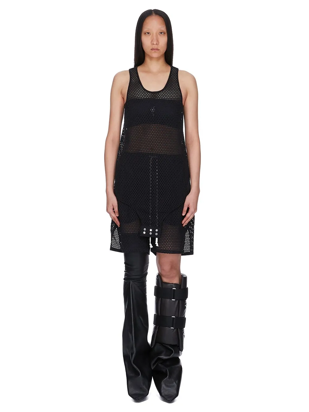 Champion X Rick Owens Basketball Tank In Black Open Mesh Jersey