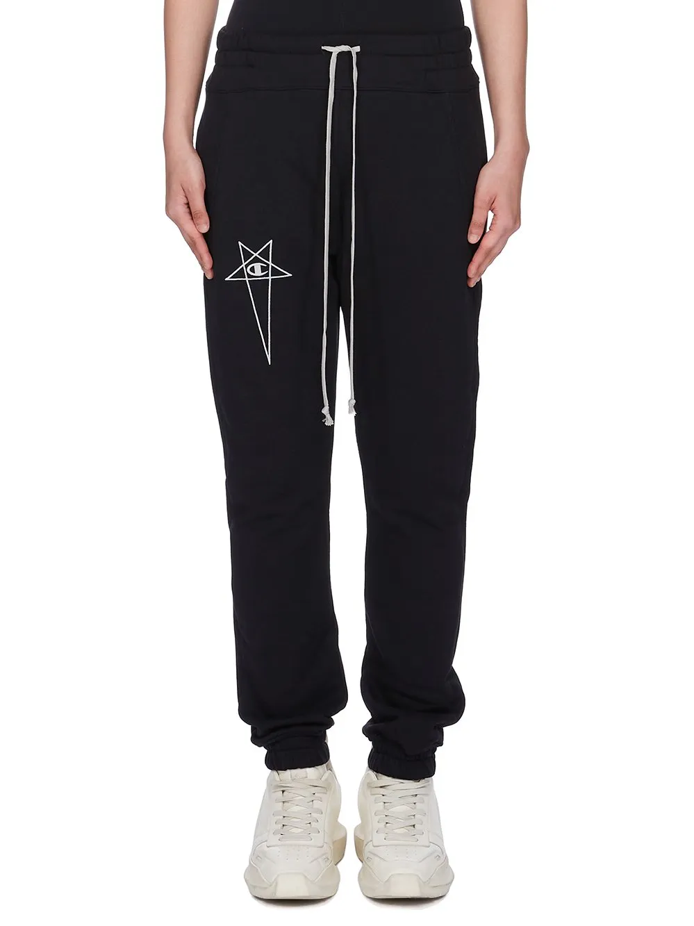 Champion X Rick Owens Joggers In Black Compact Felpa Jersey