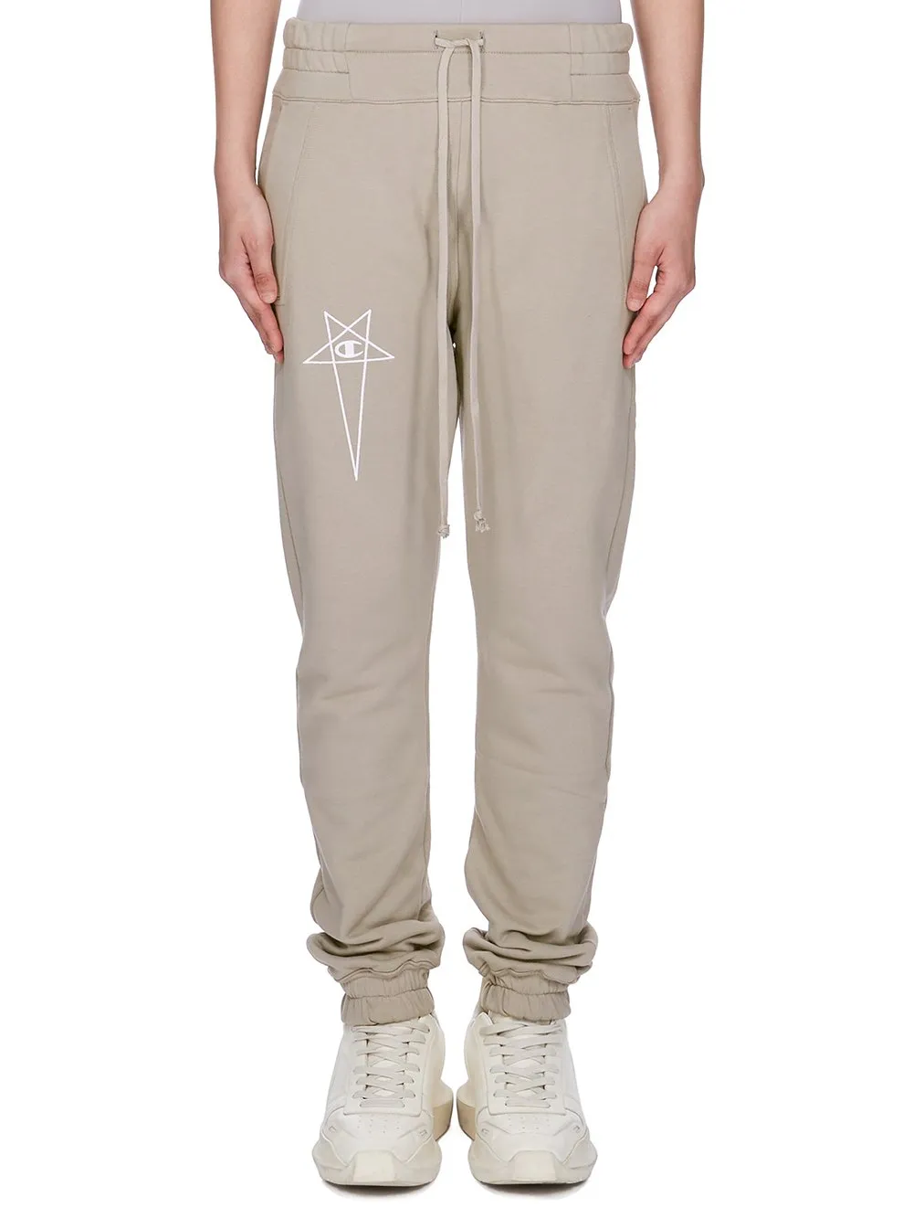 Champion X Rick Owens Joggers In Pearl Compact Felpa Jersey