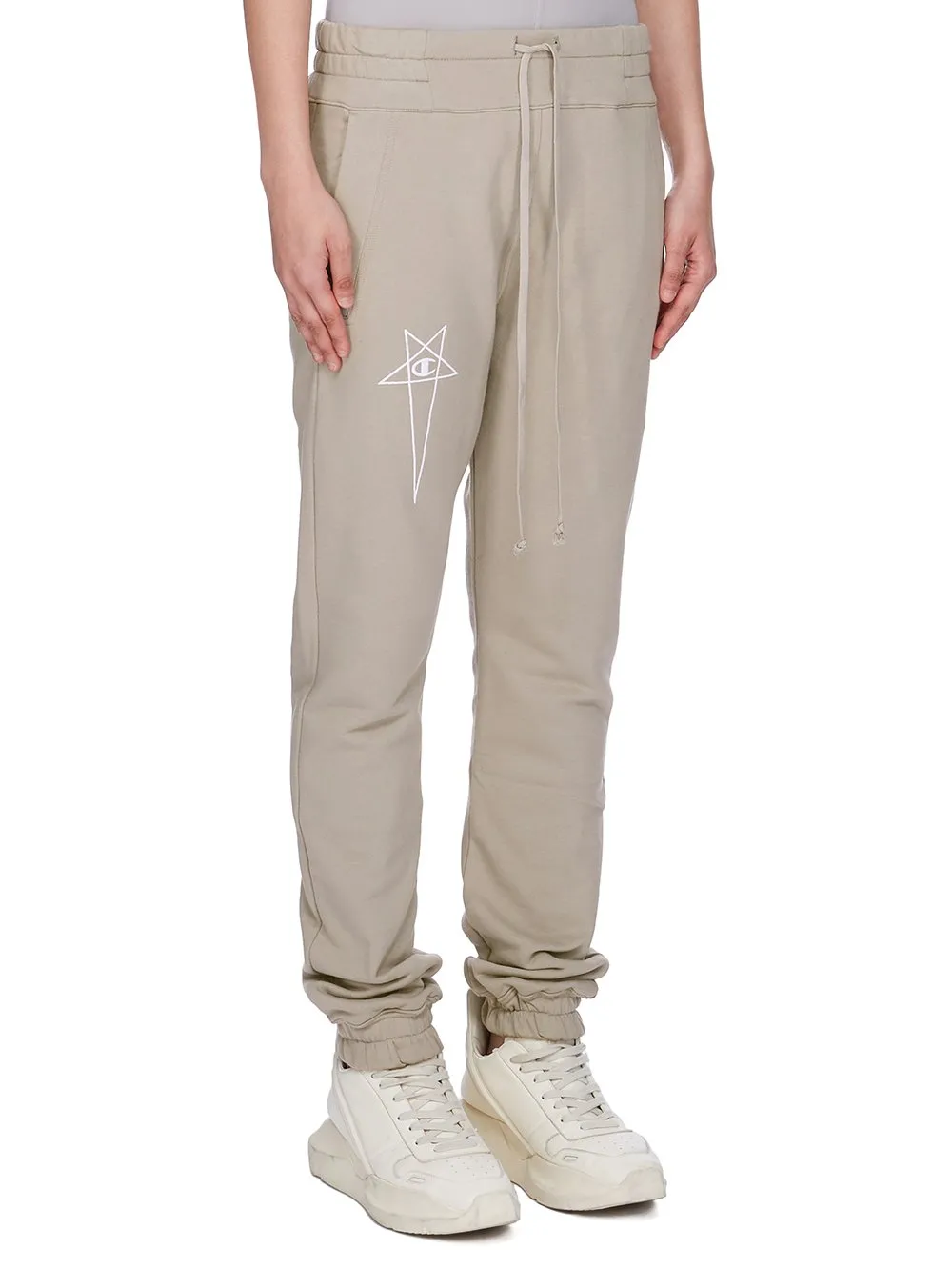 Champion X Rick Owens Joggers In Pearl Compact Felpa Jersey