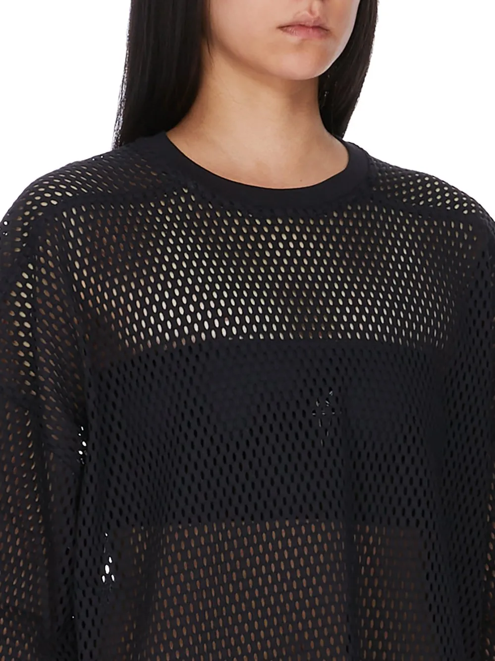 Champion X Rick Owens Tommy T Cropped In Black Open Mesh Jersey