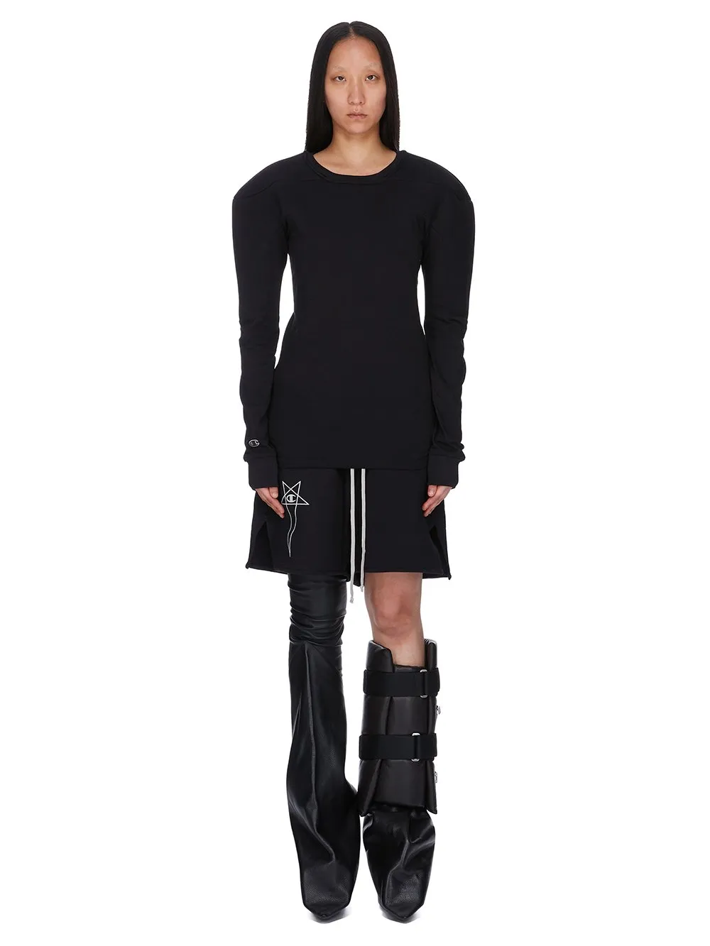 Champion X Rick Owens Girdered Harness In Black Cotton Jersey