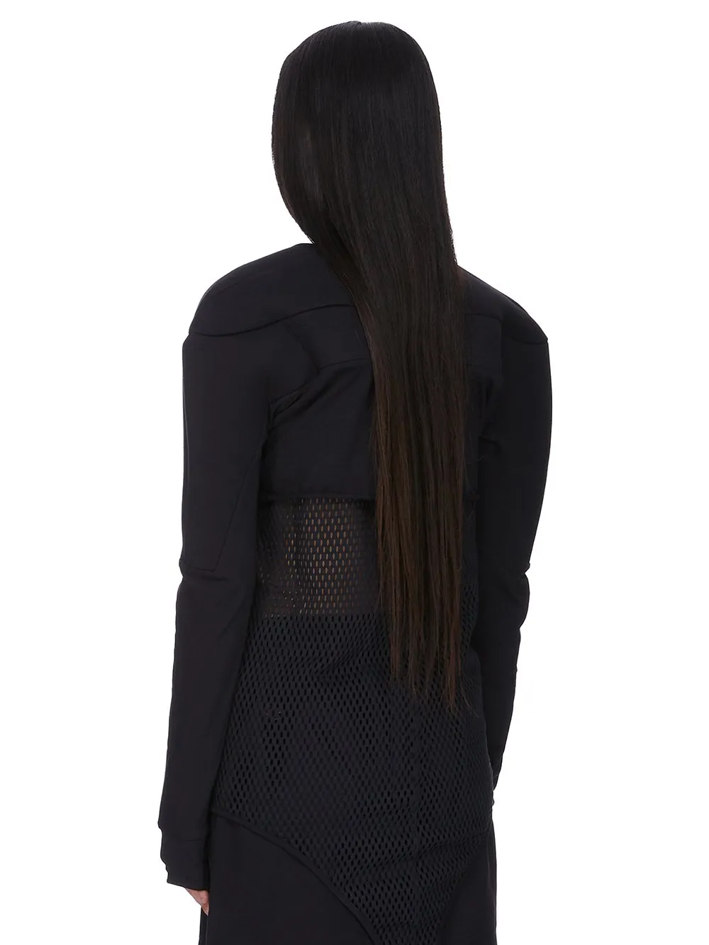 Champion X Rick Owens Girdered Cropped Harness In Black Cotton Jersey