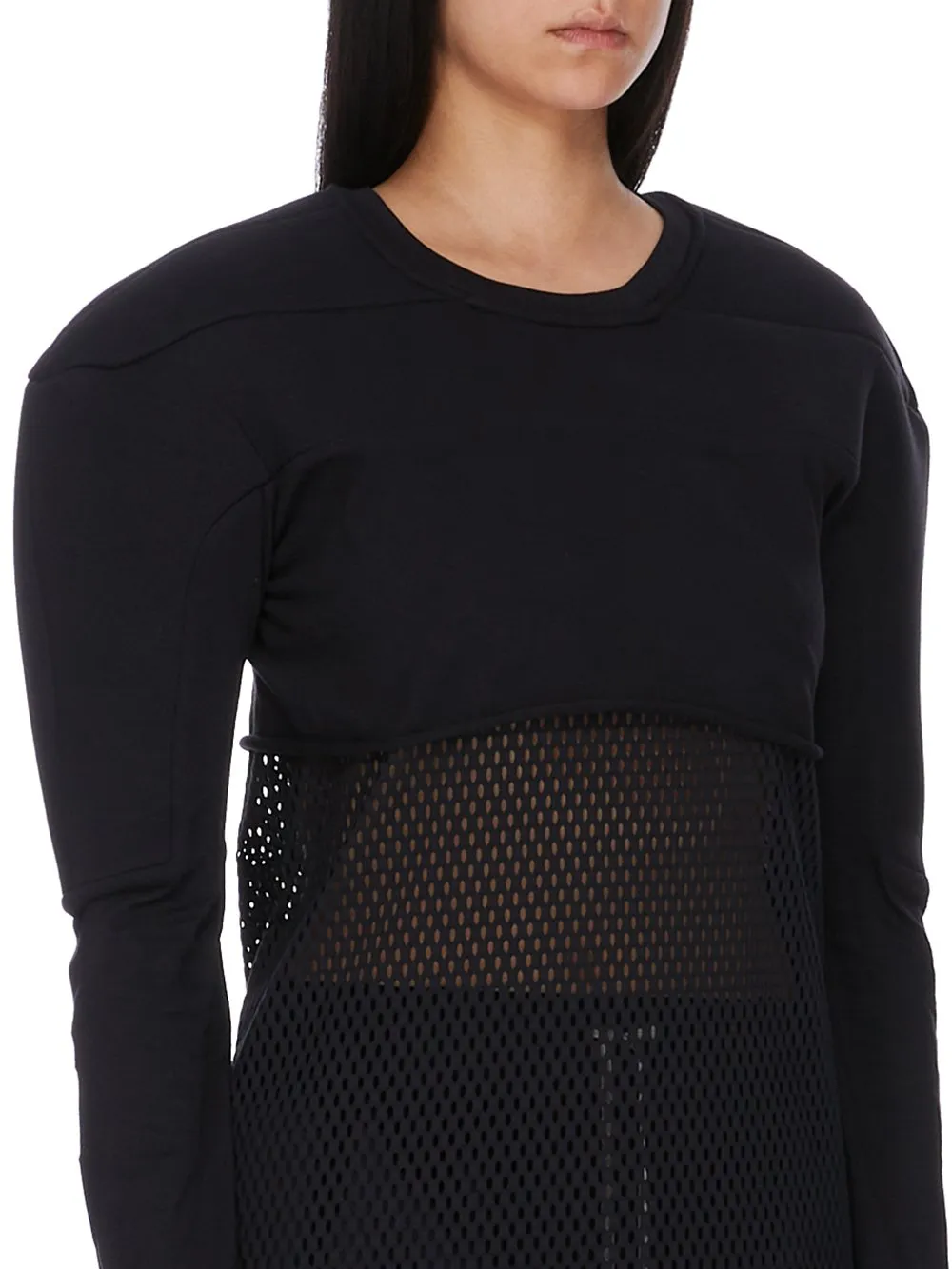 Champion X Rick Owens Girdered Cropped Harness In Black Cotton Jersey
