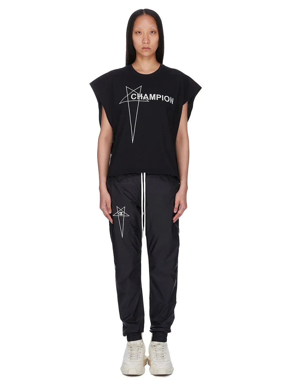 Champion X Rick Owens Joggers In Black Light Nylon