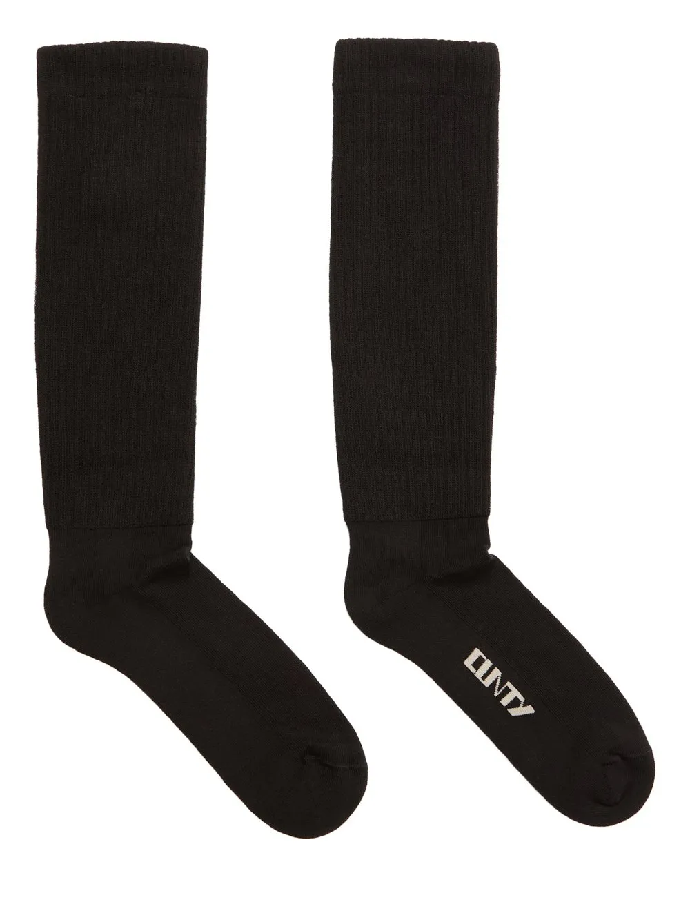 Drkshdw Concordians Cunty Knee High Socks In Black/Pearl Cotton Knit