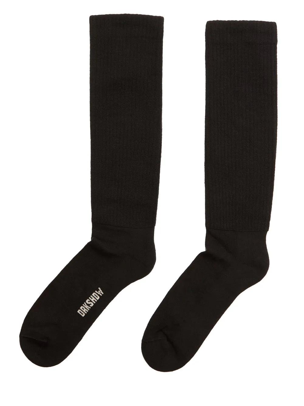 Drkshdw Concordians Cunty Knee High Socks In Black/Pearl Cotton Knit