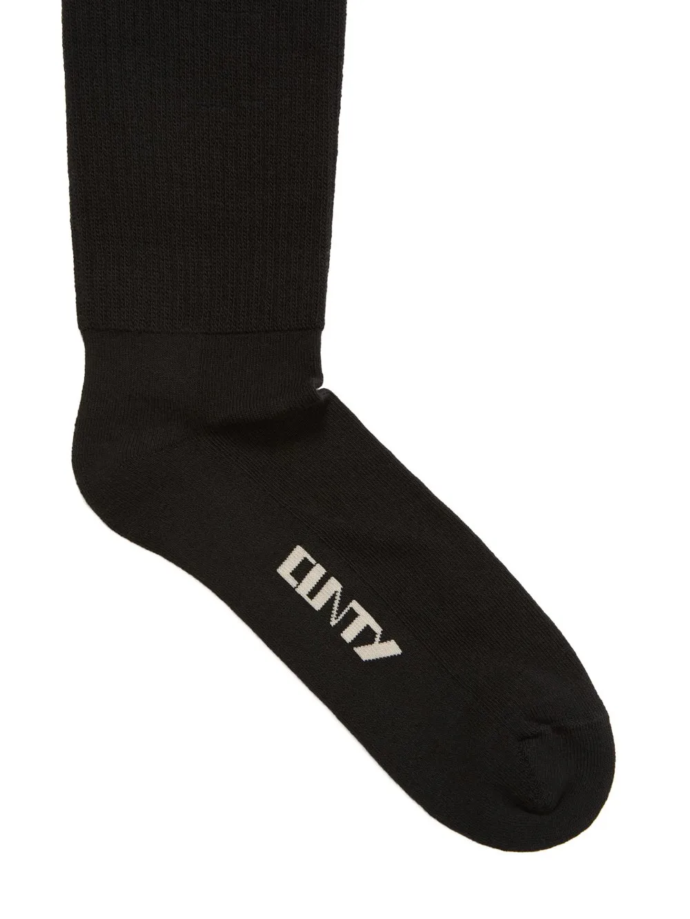 Drkshdw Concordians Cunty Knee High Socks In Black/Pearl Cotton Knit