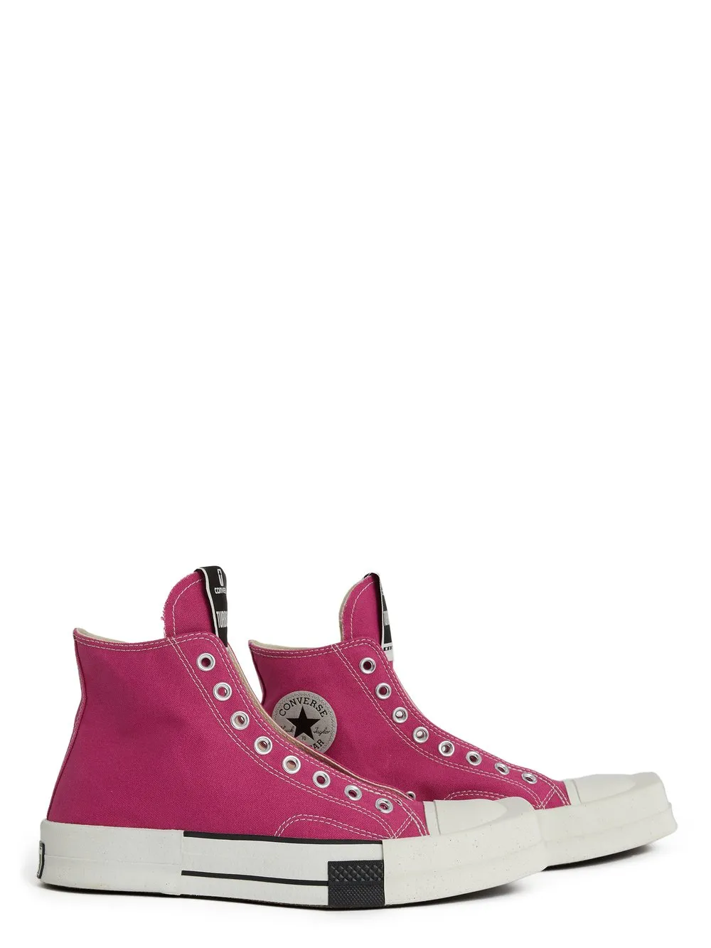 Converse X Drkshdw Turbodrk Laceless Hi In Hot Pink And White.