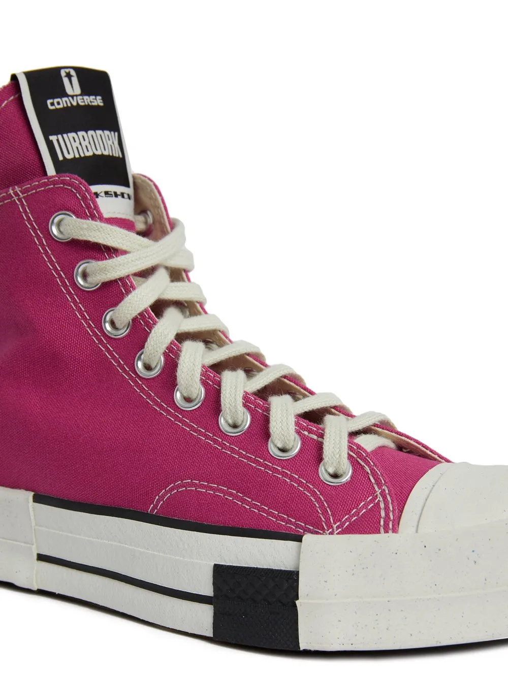 Converse X Drkshdw Turbodrk Laceless Hi In Hot Pink And White.