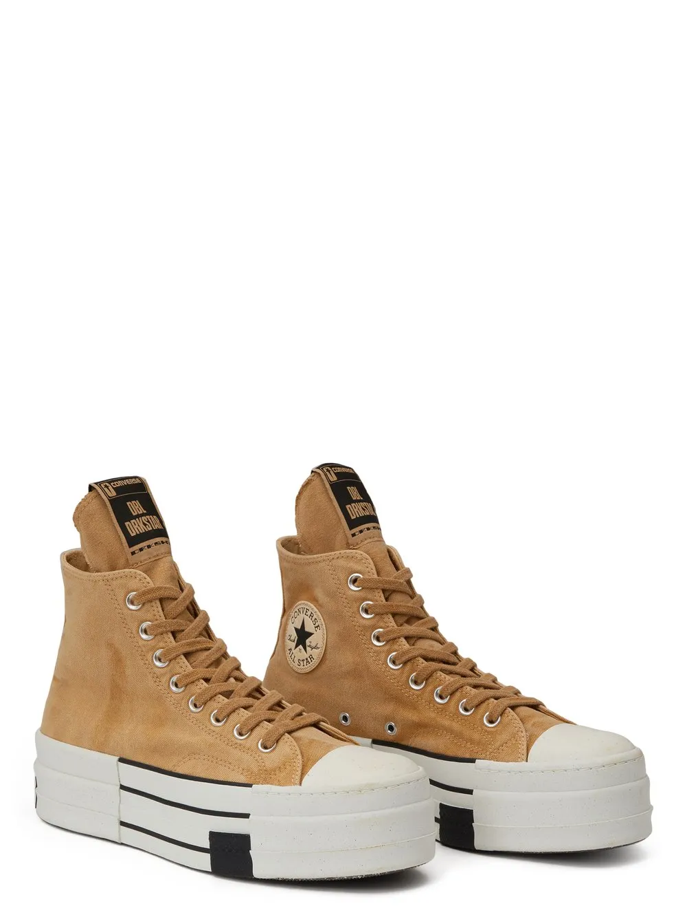 Converse X Drkshdw Dbl Drkstar Hi In Overdyed Canvas In Blonde