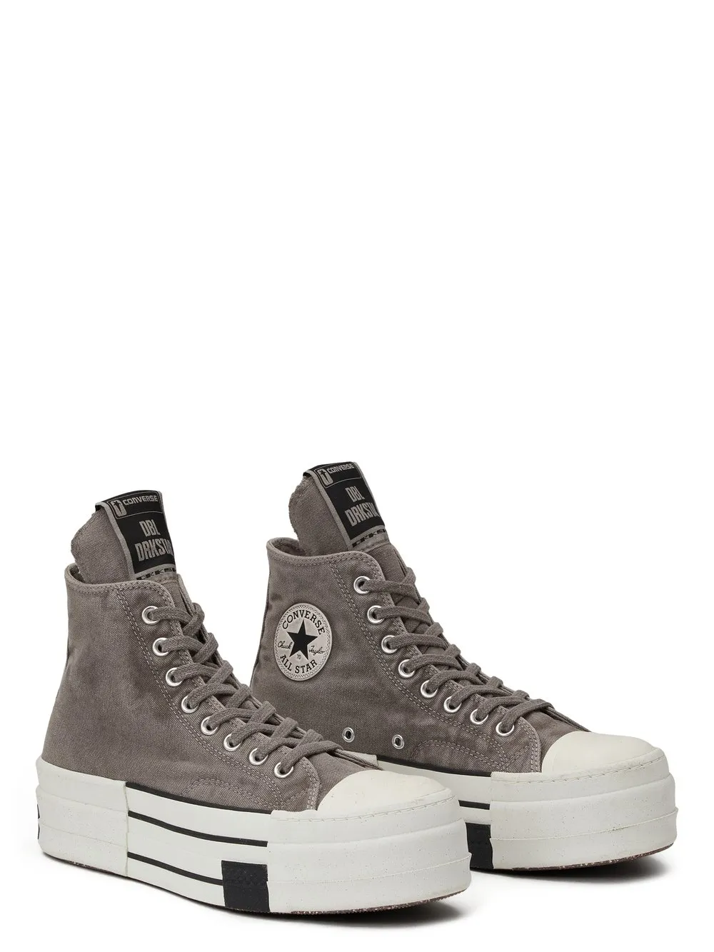 Converse X Drkshdw Dbl Drkstar Hi In Overdyed Canvas In Concrete
