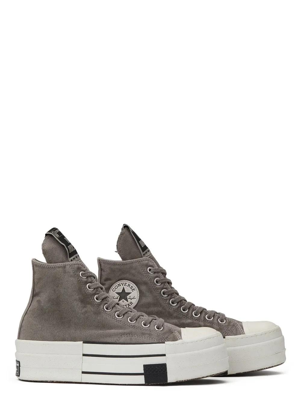 Converse X Drkshdw Dbl Drkstar Hi In Overdyed Canvas In Concrete
